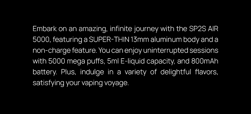 SP2S AIR 5000 Disposable Vape Product description