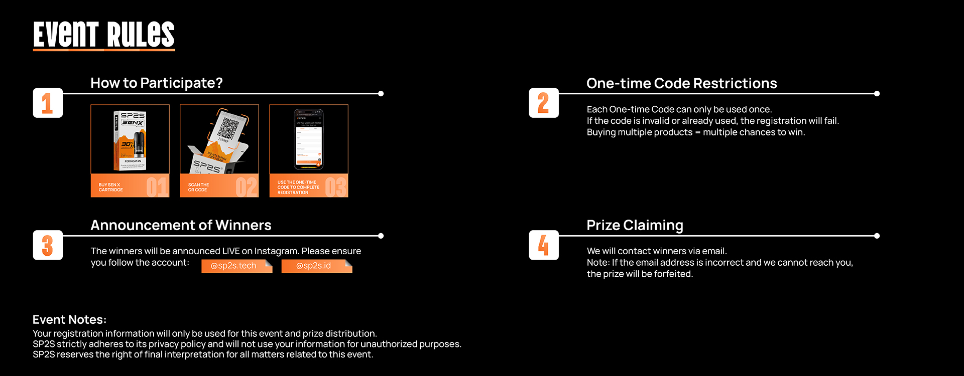 SP2S lucky draw event rules